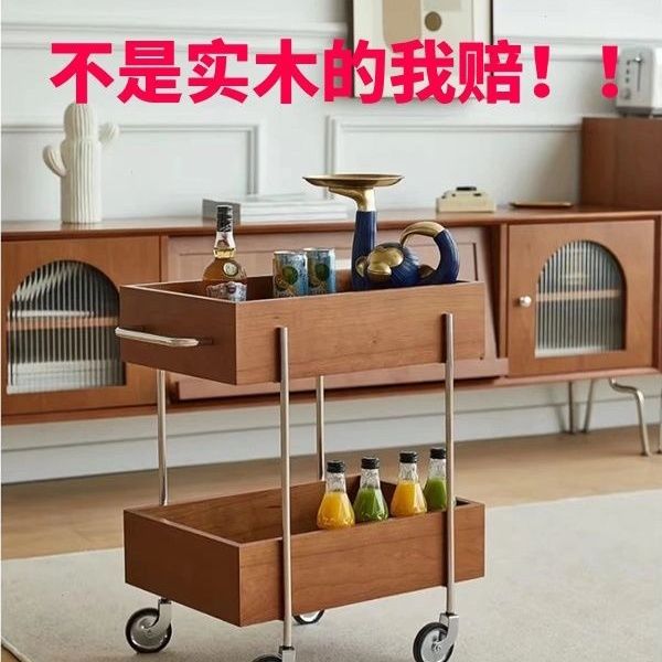 实木推车客厅沙发收纳柜