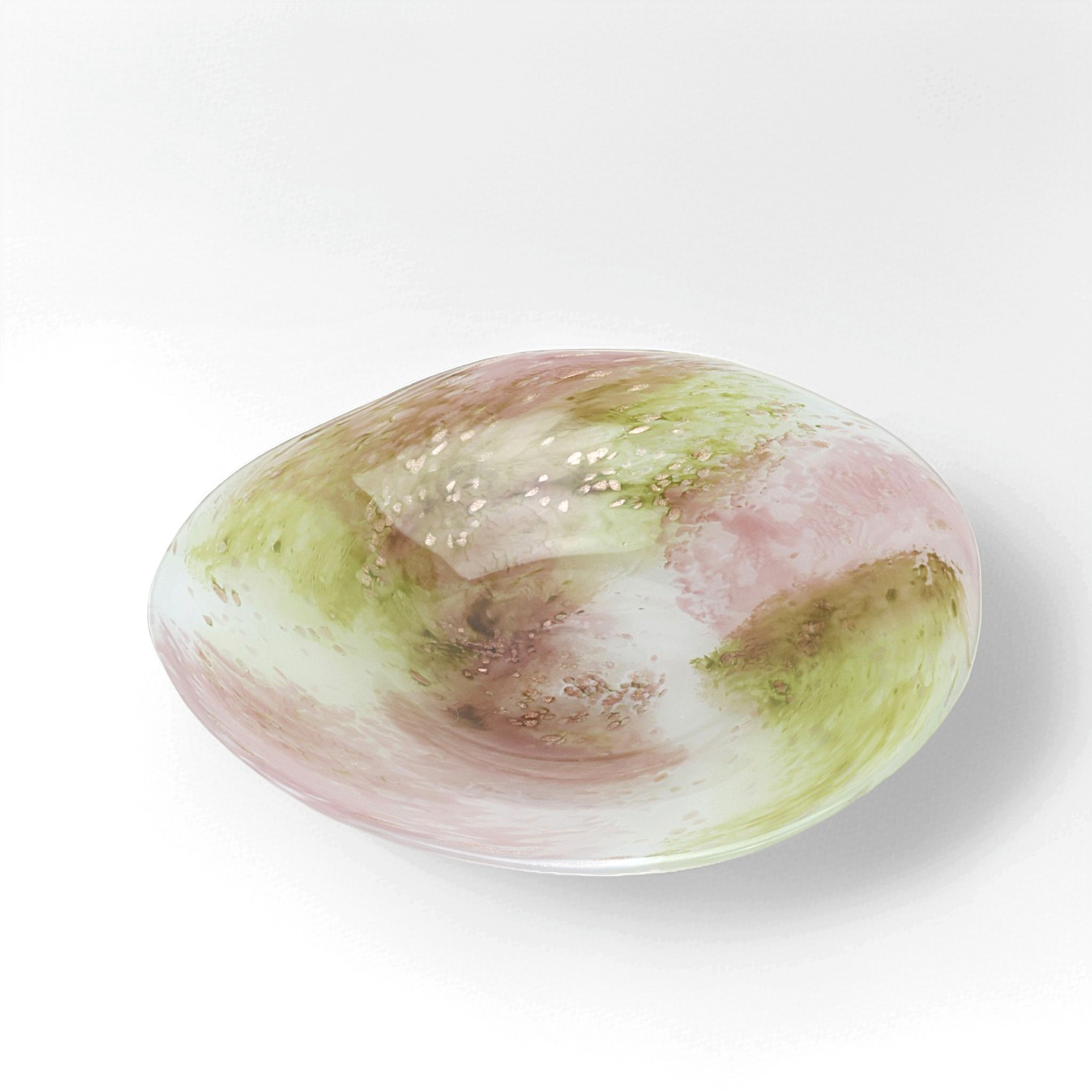 oakliving粉绿墨韵琉璃鎏金果盘