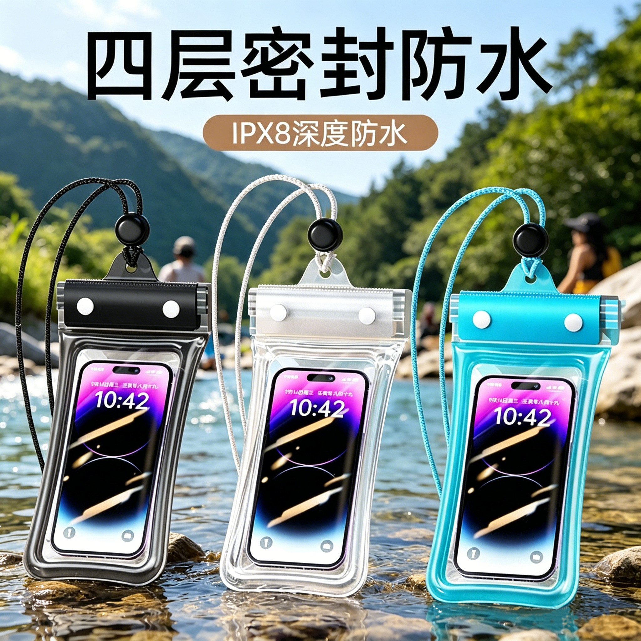 可触屏手机防水袋游泳潜水