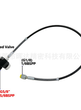 G5/8\'\'螺纹充气接头带1/8‘’BSPP DN3弹簧管压力表接潜水纤维