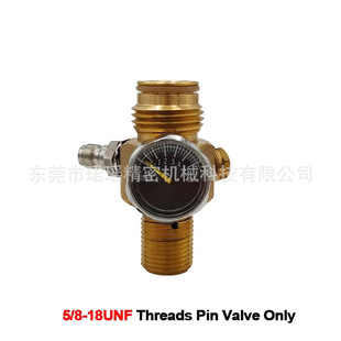 跨境HPA罐充气顶针阀G1/2-14 至5/8-18UNF带公头带5PSI压力表