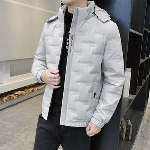 胖东来羽绒服男2024冬季立领白鸭绒连帽大码短款男装加厚保暖外套