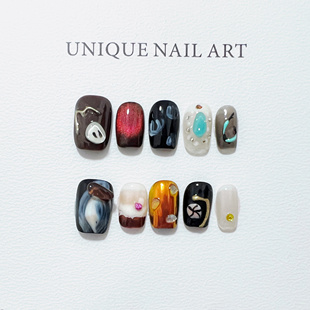 INS暗黑风酷辣显白手工穿戴甲片轻奢纯手工高品控甲 原创实拍