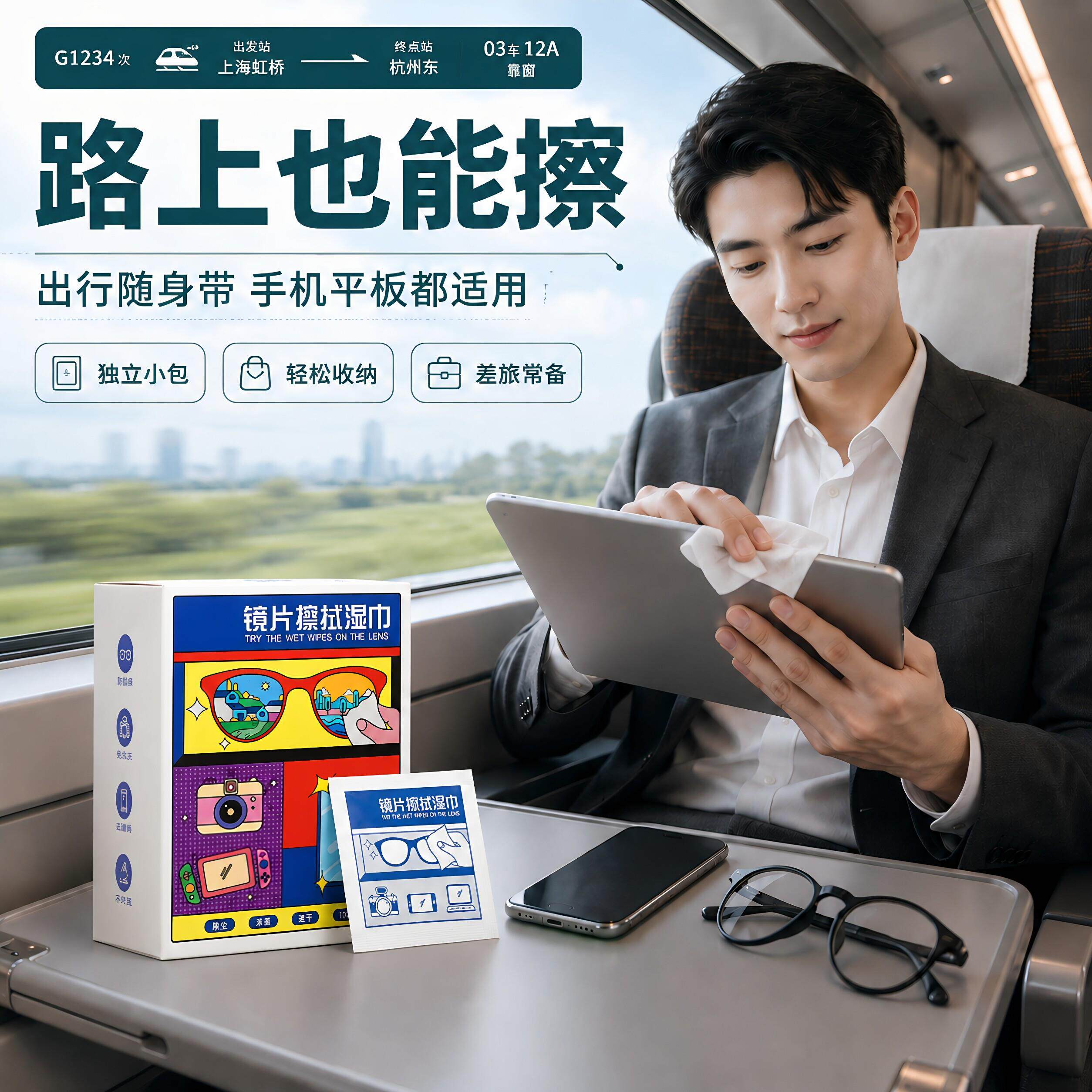 擦眼镜专用清洁湿巾一次