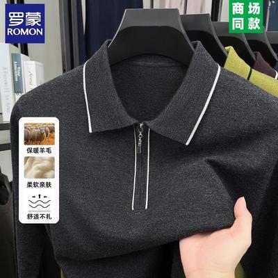罗蒙男士纯羊毛衫新款半