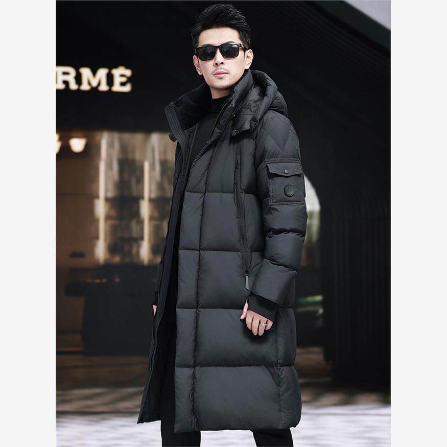 罗蒙高端羽绒服男过膝长