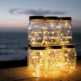 LED Solar Night Light Fairy Cap Lights Mason Jar Lid Lamp Ou