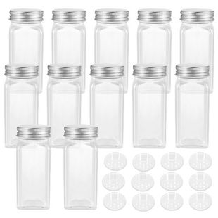 BESTONZON 12PCS Spice Jars Square Glass Containers
