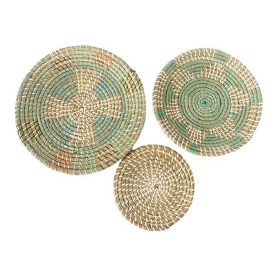 3pcs Hanging Woven Wall Basket Decor Handmade Seagrass Round