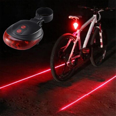 Bike Cycling Lights Waterproof 5 LED 2 Lasers 3 Modes Bike T