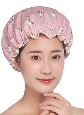 1pc Waterproof Bath Hat Women Shower Cap Hair Cover Double