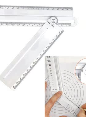 1x 30cm Straight Ruler Transparent Rectangle Ruler Protracto