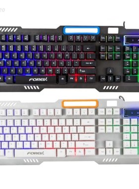 USB Wired Mechanical Gaming Keyboard 104Key Metal Panel Rain