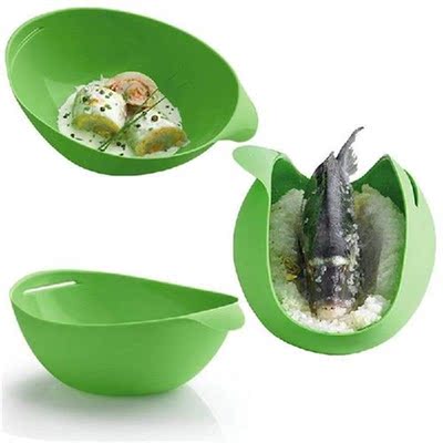 Newly Folding Bowl Silicone Microwave Oven Steamer Baking