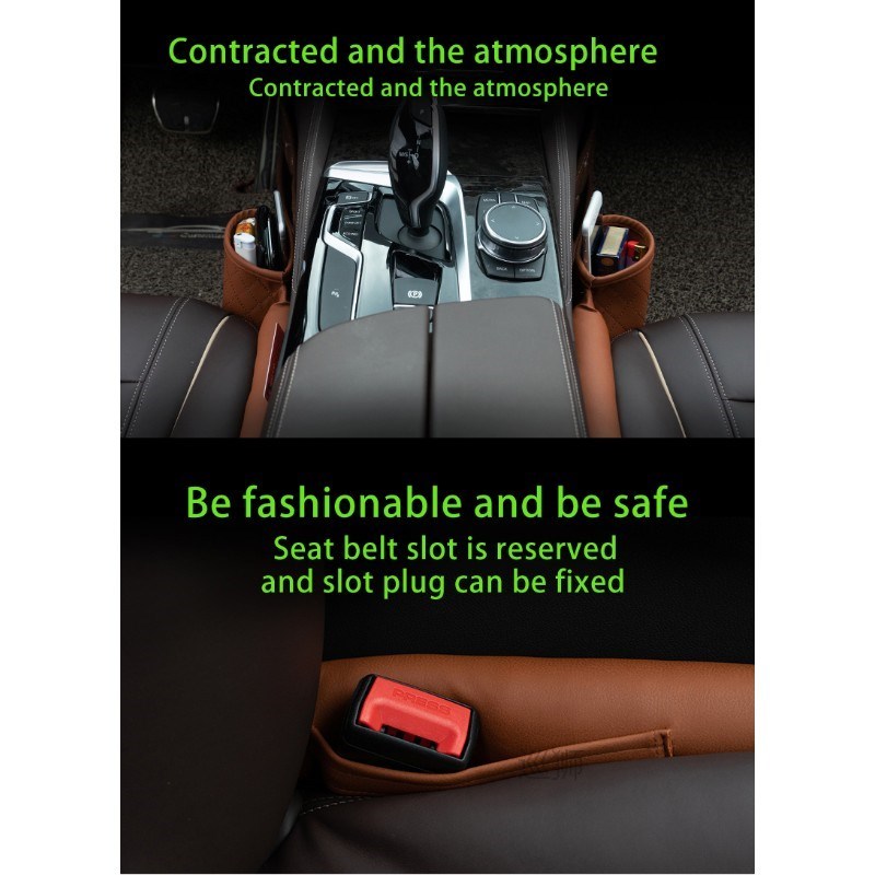 Leather Car Seat Gap Filler Pockets Multifuntion Auto Seats
