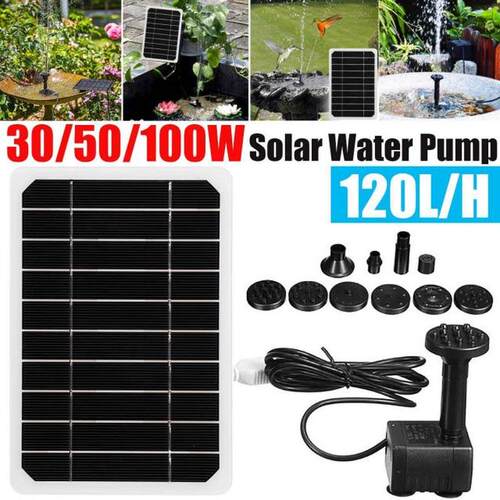 30W/50W/100W Solar Power Panel Water Pump 120L/H Garden Land