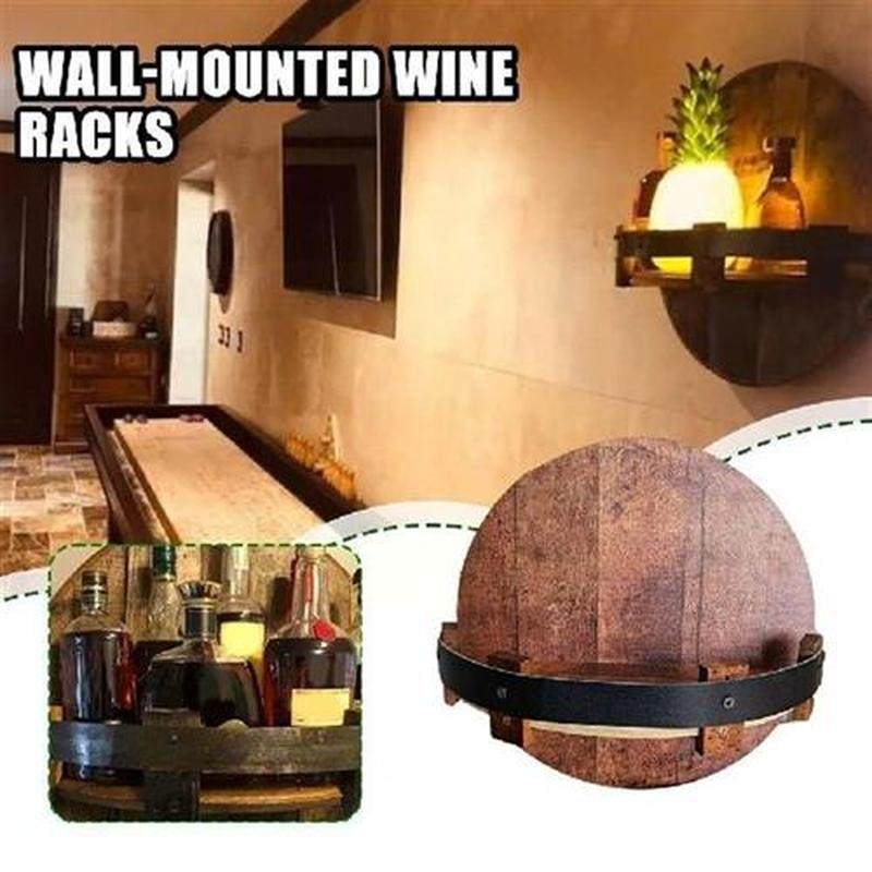 Bourbon Whiskey Barrel Shelf Durable Wine Rack Wall Wine图片