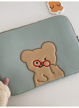 Korean Fashion Laptop Case Bag For Cartoon Glasses Bear Ipad