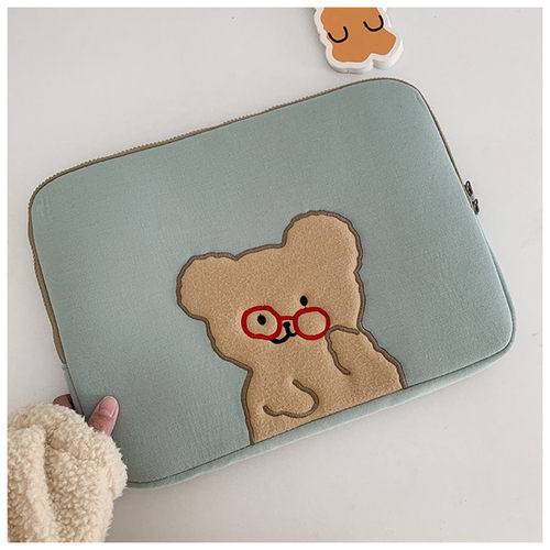 Korean Fashion Laptop Case Bag For Cartoon Glasses Bear Ipad