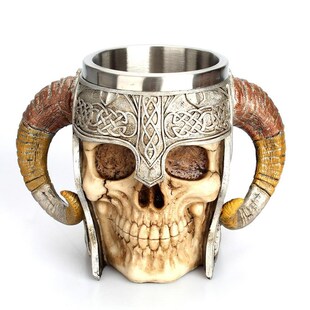 600ml Skull Coffee Mug Retro Horn Skull Resin Beer Mug Stain