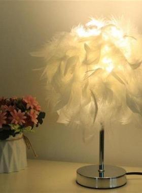Feather Table Lamp Bedroom Bedside Lamp E27 Creative