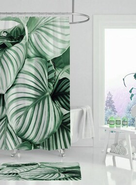 Shower Curtain Waterproof Tropical-Rainforest Cactus Polyest