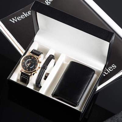 Men's luxury watch gift box 3-piece set for birthday