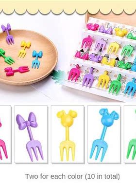5/6/10pcs Animal Fruit Fork Food Grade Plastic Mini Cartoon