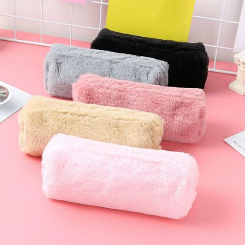 Lovely Girl Plush Fuzzy Fluffy Cute Pencil Case Makeup Pouc