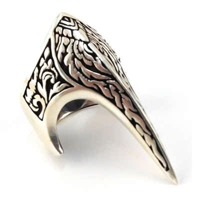 Irreguler Thumb Ring Antique Carved Pattern Knuckle Anillo M