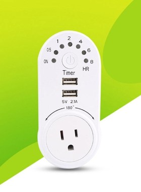 US Plug Countdown Timer Switch Dual USB Charging Ports 1 AC