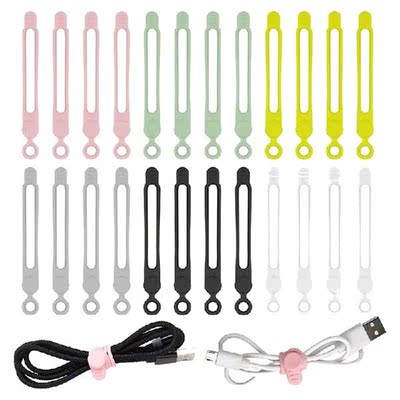 24 Pack 42 Inches Adjustable Silicone Cable Straps Cable