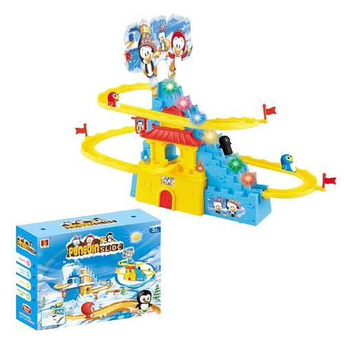 Adventure Track Toy Electric Penguin Stairs Toys With Led