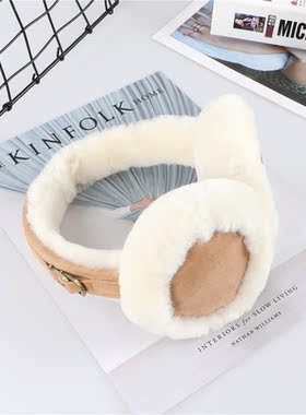 Unisex Winter Warm Shearling Wool Earmuffs Ear Earflap Plush