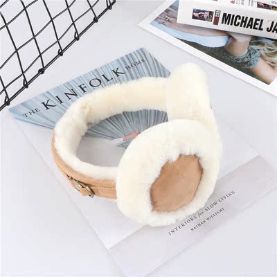 Unisex Winter Warm Shearling Wool Earmuffs Ear Earflap Plush