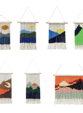 F1CD Boho Handmade Woven Tassel Macrame Tapestry Sunrise Sun