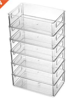 6Pcs Refrigerator Organizer Bins Stackable Fridge Organizers