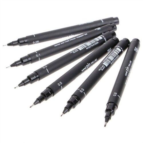 6pcs Drawing Pen Ultra Fine Line 005 01 02 03 05 08 Needle P