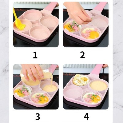 Saucepan Four-hole Frying Pan Non-stick Pancake Steak Alumin
