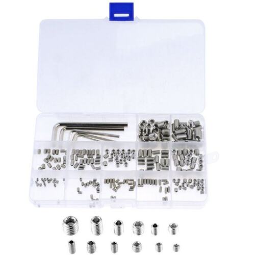 245PCS/BOX Hex Hexagon Socket Set Screw Flat Point Stainless