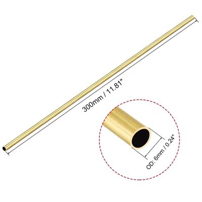 Brass Round Tube 300mm Length 6mm OD 0.5mm Wall Thickness Se