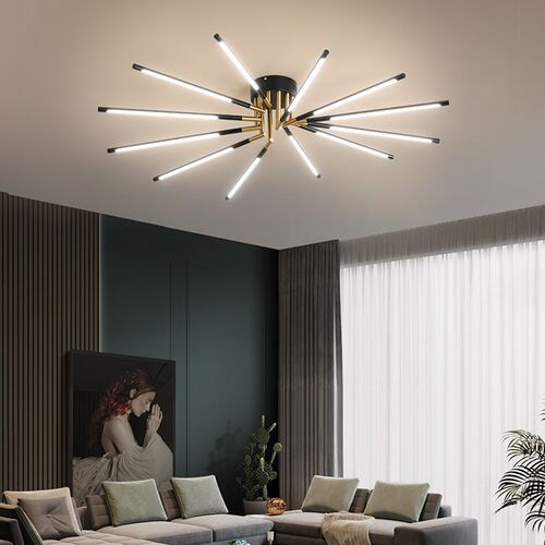 LED Chandelier Light for Living Room Black Gold Modern Ceili