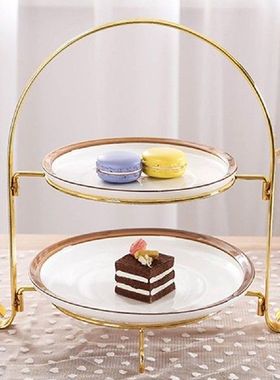 2-Tier Round Platter Fruit Dessert Cake Stand Fruit Plate