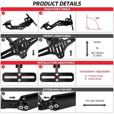Universal Motorcycle License Plate Holder Frame Bracket LED