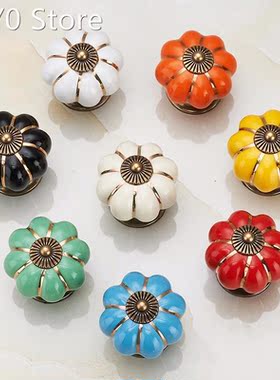 5pcs Pumpkin Ceramic Handles 40mm Drawer Knobs Cupboard Door