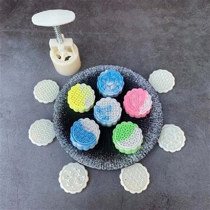 63g Mooncake Mold with 6 Geometric Line Stamps Cookie