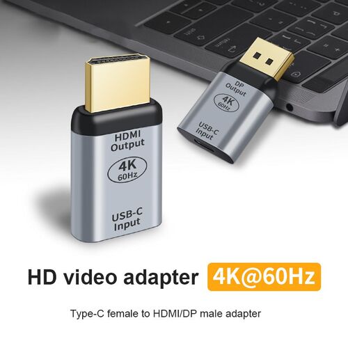 4K 60Hz USB3.1 Type C Female To HDMI DP Male Adapter Conver