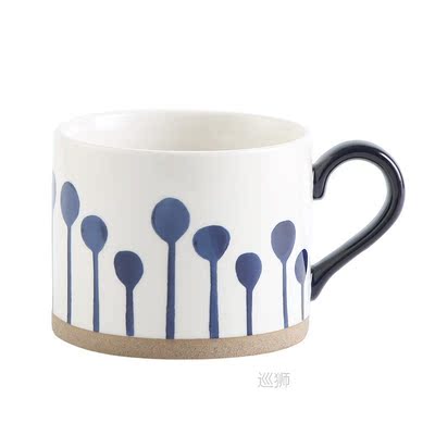 Nordic ceramic cup coffee mug with handle retro large capaci