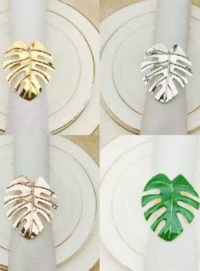 Green Leaf Napkin Rings Set Leaves Napkin Ring Holders