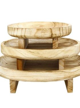 Wood Flower Pot Tray Round Plant Pot Stand Succulent Orchid